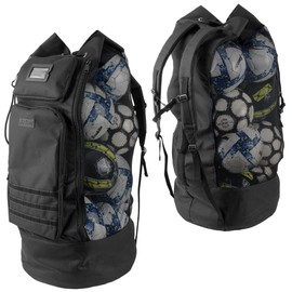 Fitdom Heavy Duty XL Soccer Mesh Equipment Ball Bag w/Adjustable Backpack Shoulder Strap Design for Coach. 2 Different Size Front Pockets for Sporting Accessories. Best for All Outdoor & Water Gears