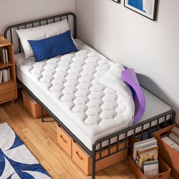 OhGeni Cooling 4 inch Dual Layer Twin XL Mattress Topper,