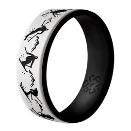 Knot Theory Ski Silicone Rings for Men Women - Pearl White Size 13 6mm Dual Layer Breathable Comfort Fit Wedding Engagement Band