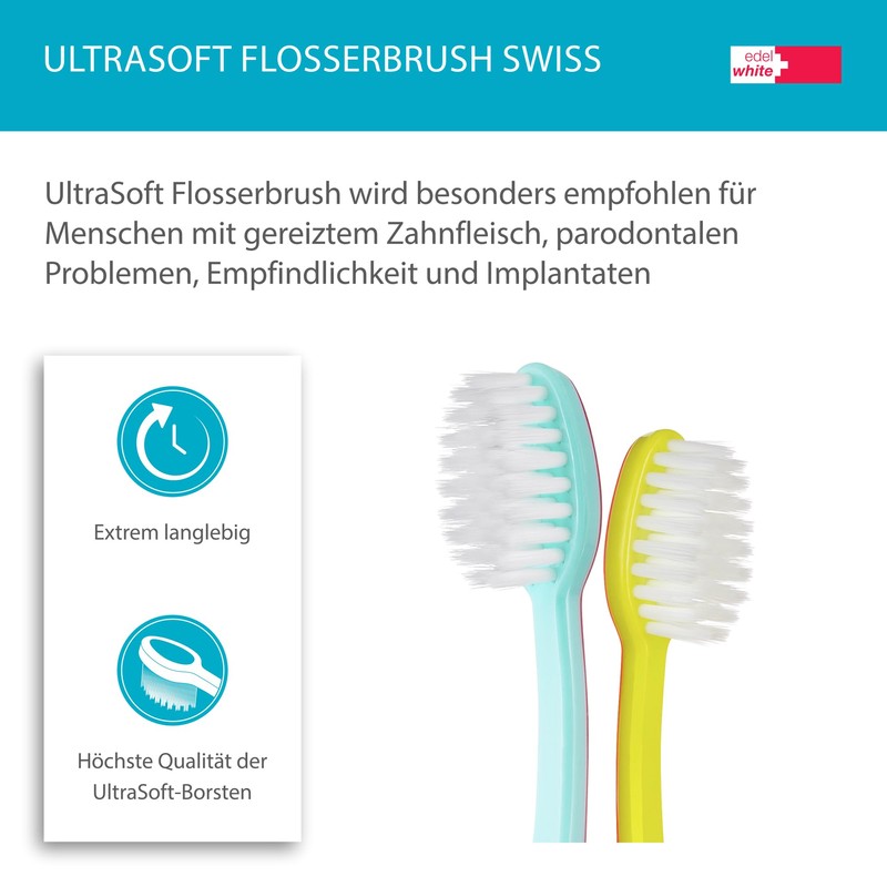edel+white Ultra-Soft Swiss-Made Toothbrush for Adults – Extra Soft for
