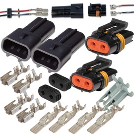 2 Pin Metri-Pack Waterproof Connector 10-12awg Terminals and Seals 46Amp (10-12 GA-2 Set)
