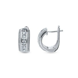 Verona Jewelers 925 Sterling Silver CZ Cubic Huggie Hoop Small Earrings Men Women - Gift