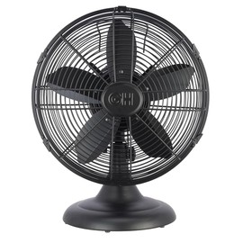 Good Housekeeping All-Metal 12" Retro Table Fan, Matte Black