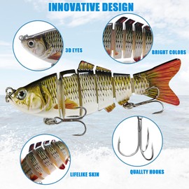 Multi Jointed Swimbait for Freshwater and Saltwater with case Fishing Lures with Sharp Hooks Top Water Bionic Swimming Lure Kit for Bass Trout Pike Walleye