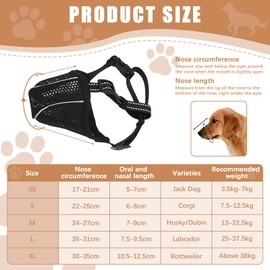 Muzzle for Dogs, Soft Mesh Muzzle, Breathable Mesh for Medium Dogs, Reflective, Adjustable Dog Muzzle to Prevent Eating, Licking, Barking, Allows Panting and Drinking (L)