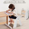 Wooden 2 Step Stool for Kids Bathroom Sink Foldable Anti-Slip