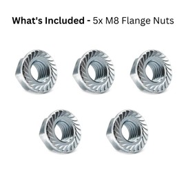 M8 Serrated Flange Hex Nuts - 8mm Steel (5 Pack)