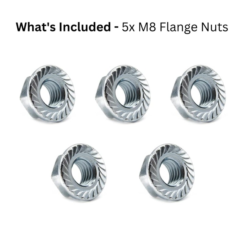 M8 Serrated Flange Hex Nuts - 8mm Steel (5 Pack)