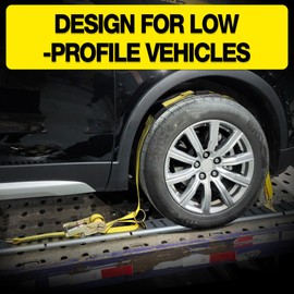 Autofonder E Track Tire Straps for Trailer Heavy Duty 2" x 10' Auto Hauler Strap-10,000lb Guaranteed Break Strength-(4) Premium Vehicle Tie Down Kit with Rubber Blocks Wheel Tie-Downs for Truck, UTV