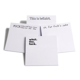 Fresh Outta Fucks Pad and Pen Funny Sticky Notes and Pen Set White Elephant Gift Novelty Pen Funny Desk Accessory Fun Gifts for Friends (A-Set 2 Pen+4 Notes)