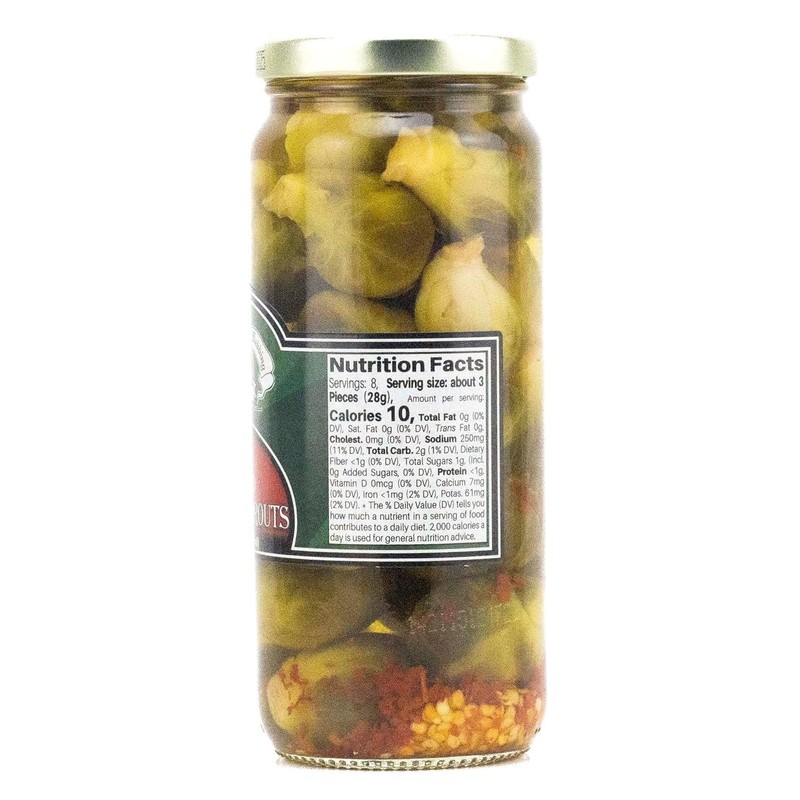Amish Wedding Hot Pickled Brussel Sprouts, Two 16 oz Glass