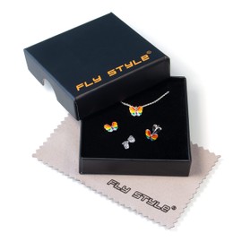 Fly Style Butterfly Rainbow Earrings Silver 925 for Children - Girls Earrings / Women, Sterling Silver