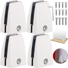 Pack of 4 Glass Clamps, Adjustable Glass Holder, Stainless Steel Glass Holder, Aluminium, Glass Holder Clamp Mount, the Permissible Clamping Range is 5-20, for Mirrors, Glass, Shingle, Shelf Brackets