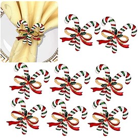 JOINSI 8Pcs Christmas Napkin Rings for Dinning Table Decoration Holiday Party Home (Christmas Crutch)