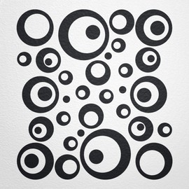 WANDfee® Wall Tattoo, Circles, Dots, 50 Stickers, Colour Choice For Children's Bedroom, Living Room, Hallway, Bathroom, Kitchen, Tile Stickers, black