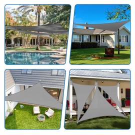 TANG 20'x20'x28' Sun Shade Sail Rignt Triangle Shade Canopy Outdoor Patio Covers UV Block Cloth for Pergola Backyard Porch Deck Garden Carport, Light Grey