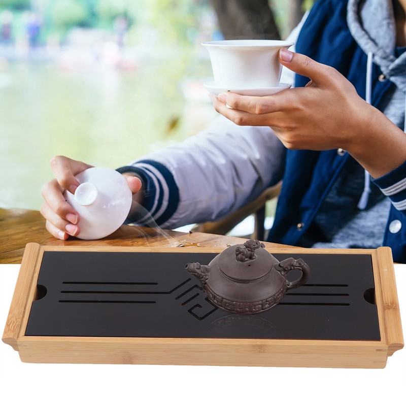 Bamboo Tea Tray Cup Plate Traditional Chinese Style Serving Tray