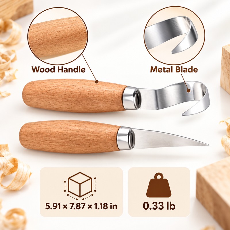 Wood Carving Hook Knife – Ergonomic Curved Chisel Spoon Carving