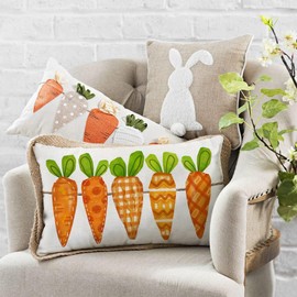 AACORS Easter Pillow Cover 12X20 Inch Five Watercolor Carrots Decorations Holiday Farmhouse Decorative Spring Pillow Case for Home Sofa Couch AA109-12
