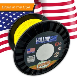 FINS Hollow Core Braided Fishing Line - USA Made, Spliceable Braid for Bluewater Angling, Superior Knotless Leader Transition - 16-Strand for Increased Reel Capacity - Yellow - 130 lb - 300 Yds