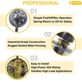SPJIUQI 12V 50 Amp 3 Position On-Off-On Reversing Levered Rotary Switch Compatible with Cole Hersee 75712-04 75712-04BX 52-800P for Heavy Duty Tarp Winch Motor 12V DC Dump Truck SW710