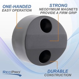 RecPro Round Magnetic Baggage Door Catch for RV Compartment Door | Black (2-Pack)