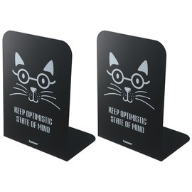 GetCoupon 1/2 Pair Metal Bookends, Cute Black White Cat Book Ends Books Holder, Magazine File Rack Bookshelf Decor, for Home, Office