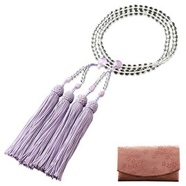 京仏壇はやし 数珠 八宗用 (八宗兼用) 本水晶 藤雲石入り (女性用) 正式 本式 【 数珠袋セット 】 SW-083 京都 念珠