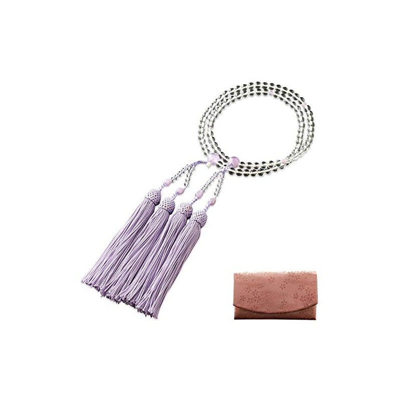 京仏壇はやし 数珠 八宗用 (八宗兼用) 本水晶 藤雲石入り (女性用) 正式 本式 【