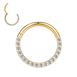 Medinah 16G Titanium Nose Piercing Septum Piercing - Universal Hinge Segment for Septum, Nose, Lip, Ear - Gauge 1.2 mm - Nostril Piercing in Gold, Silver & Rose Gold, Titanium, Cubic Zirconia