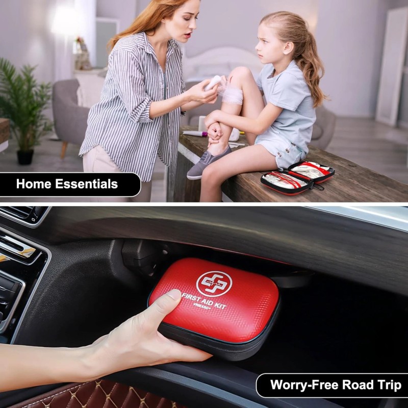 Vriexsd Mini First Aid Kit 150Pcs Waterproof Hard Shell Medical