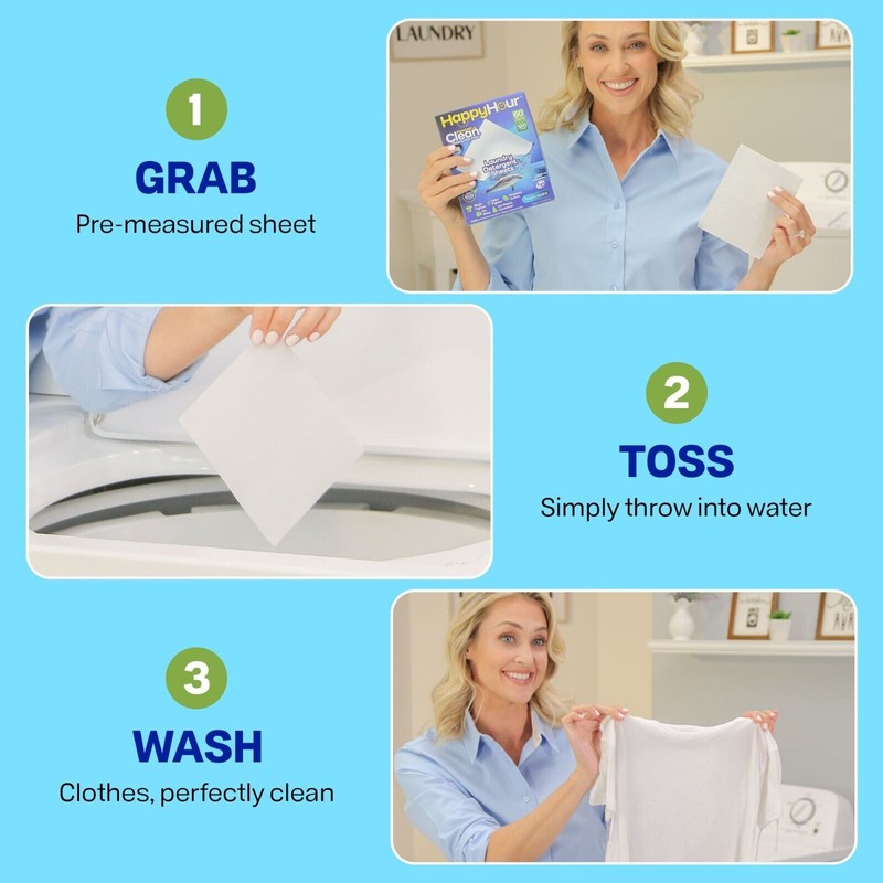 Happy Hour Laundry Detergent Sheets Eco Friendly Color Safe 60