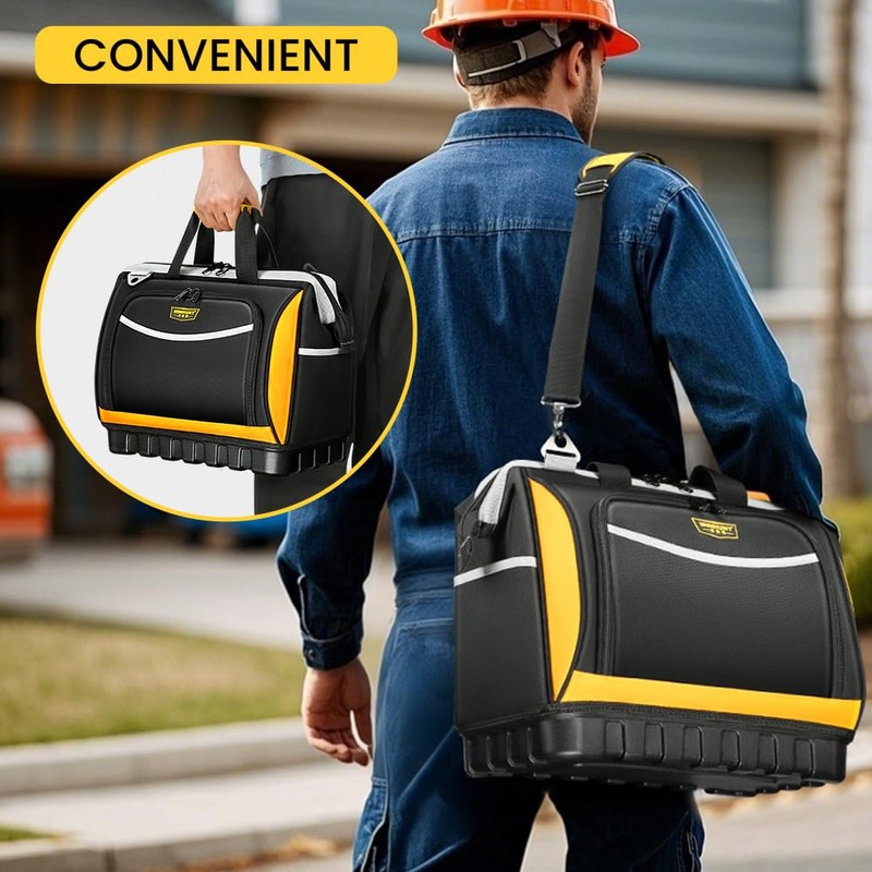 WINHUNT Tool Bag, Multi-Pocket Storage with Shoulder Strap, Black and
