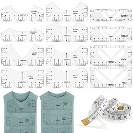 T-Shirt Ruler Guide 12 Pieces T-Shirt Alignment Ruler T-Shirt Alignment Tools Transparent Ruler PVC T-Shirt Stencil Portable T-Shirt Ruler Plotter for DIY Sewing Design