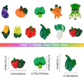 SUNNYCLUE 44 Pcs 11 Types Vegetable Cabochon Acrylic Cabochon Eggplant Resin Cabochon Cabochon Cabochon Carrot Decor Corn Decor Chili Pepper Resin Decor Parts Macaron Charm Chinese Cabbage Resin