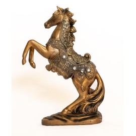 Dalax- 10.5 Inch Stallion Loving/Playing Bronze Color Horse Standing Statue, Rearing Horse Art Figurine Decorative Sculpture Home Decor Accent Piece Horses Figurines Statues