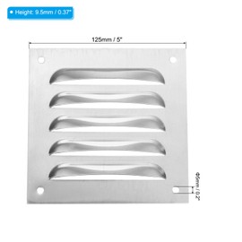 PATIKIL 125mm x 125mm Vent Cover 304 Stainless Steel Screen Mesh Air Grille Ventilation Cover HVAC Louver Grill for Home Kitchen Bathroom Wall Patio