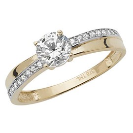 Attractive 9ct Gold Ladies Solitaire Engagement Ring with Cultured Cubic Zirconia/CZ WJS17097RSP