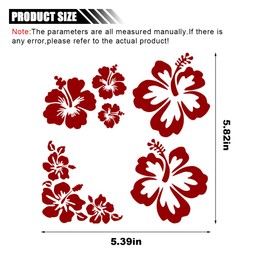 LAINLOY Hawaiian Hibiscus Flower Car Decal Sticker, Waterproof PET Decal, Car Bumper Sticker, Automotive Exterior Decoration Sticker Decal for Car, Truck, SUV, Door, Wall, Laptop (Red, Small)