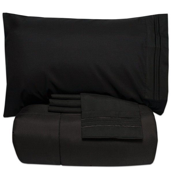 Sweet Home Collection Luxury 5 Piece Bed-In-A-Bag Solid Color Comforter