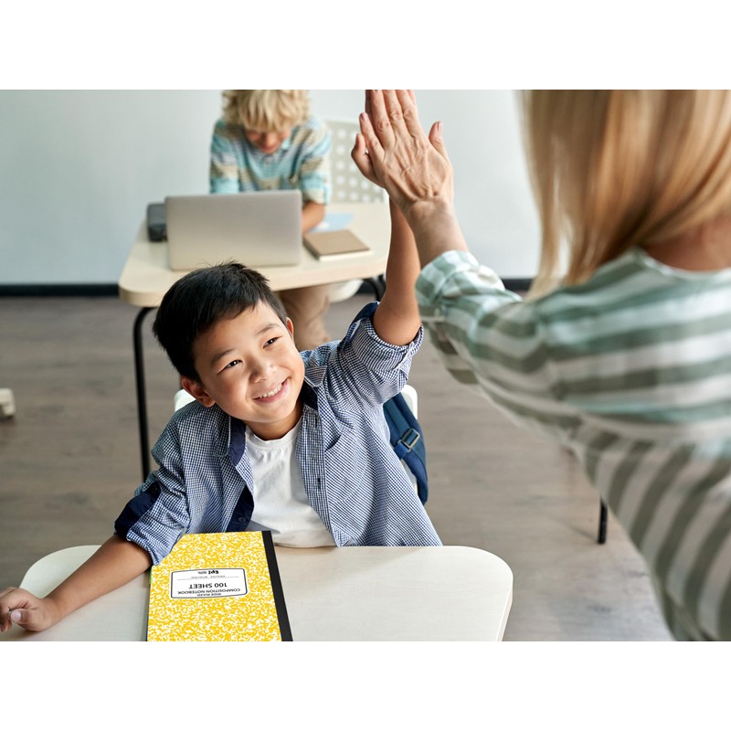 EPI Wide Ruled Marble Composition Notebook, Yellow, 100 Sheet, 4-Pack