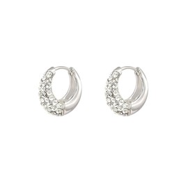 Moonstan Women's Hoop Earrings, Popular, Hypoallergenic, Gold, Silver, Drop, Small, Cute, Sparkling, 14 mm, Silver Brass Cubic Zirconia