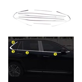 ANUNFRRE Car Accessories Fit for Toyota RAV4 2019-2025 Stainless Steel Chrome Lower Windows Frame Sill Molding Cover Trims 8PCS