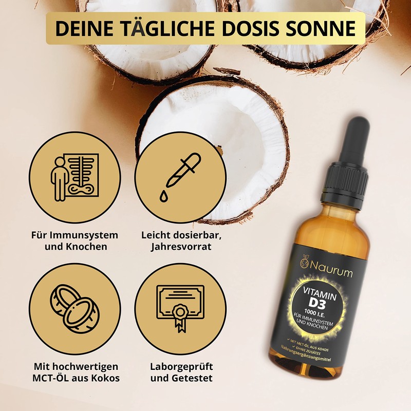 NAURUM® Vitamin D3-50 ml (1700 Drops) - Highest Permitted Daily