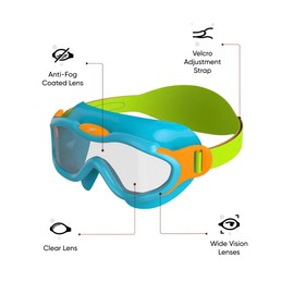 Speedo Biofuse Unisex Children's Swimming Mask, Blue, One Size