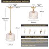 Shenmoyl Pendant Light with Clear Striped Glass Lmapshade, Brass Vintage