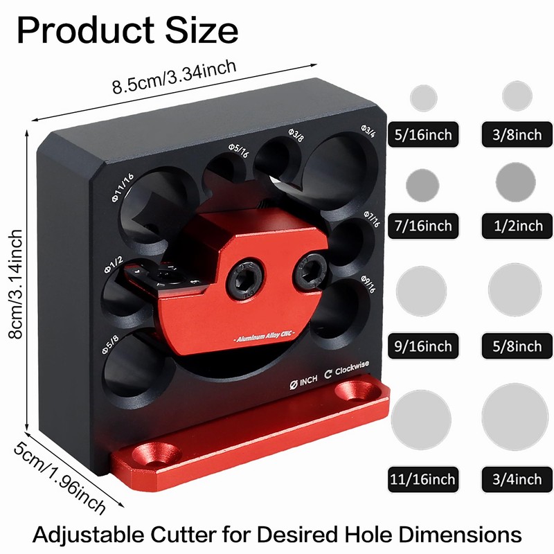 11pcs Dowel Maker Jig Kit, 5/16-3/4" Adjustable Electric Drill Milling