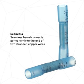 Scotchlok Butt Connector Heatshrink, 25/Bottle, MH14BCX, Built-in Wire Stop for Correct Positioning Blue