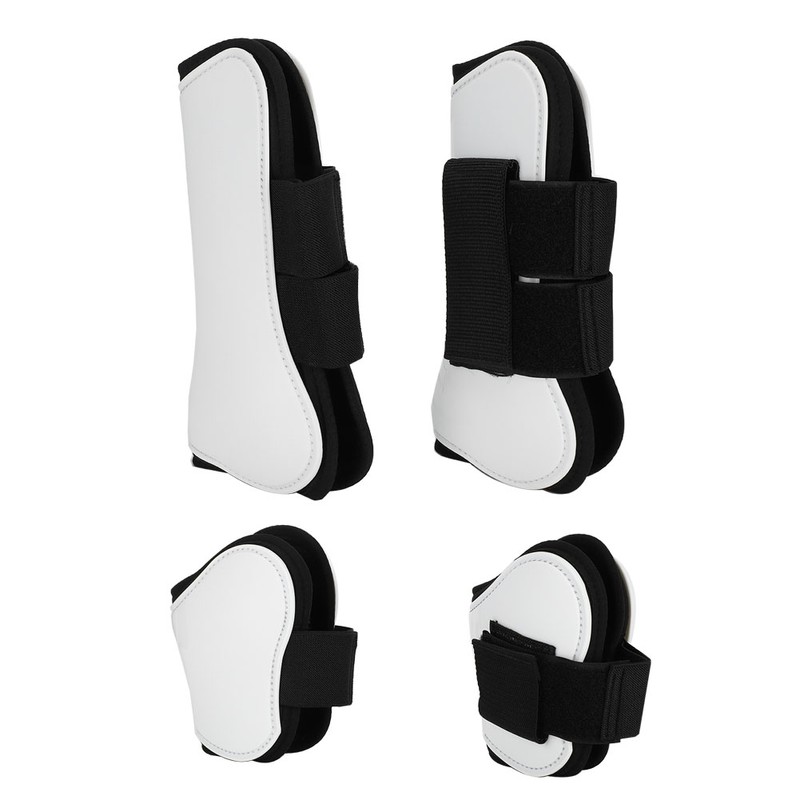 4PCS White PU Shell Horse Front Back Leg Guard Boot