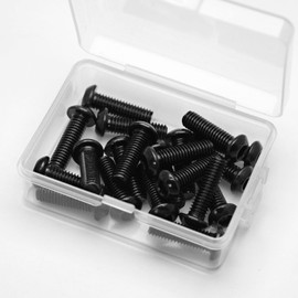 M6 x 20 mm Rounded Head Screws with Hexagon Socket 304 Stainless Steel Black Oxide Full Thread Flat Head Screws (Pack of 20)